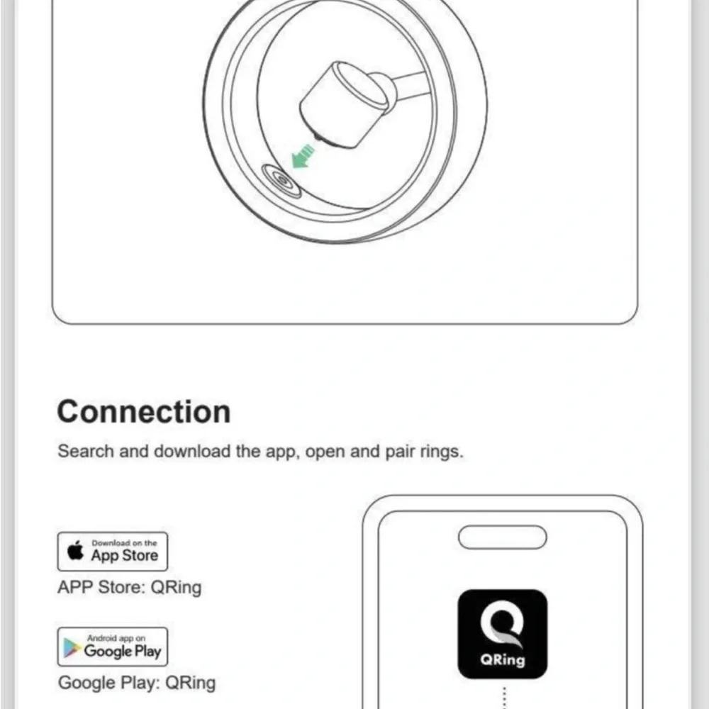 QRing Smart Ring Fitness Tracker IP68 Waterproof (Golden) Size 8